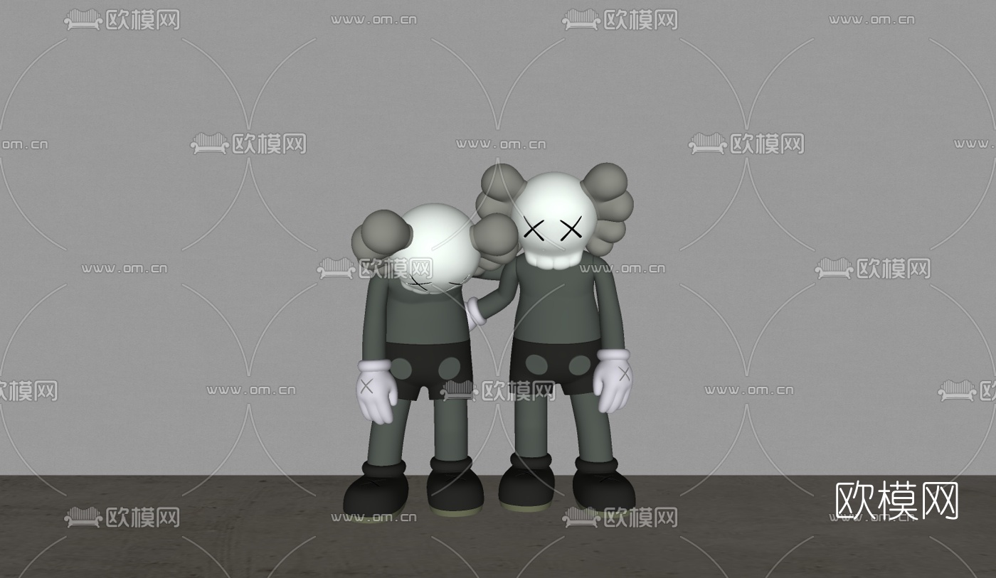 现代Kaws公仔玩具su模型下载