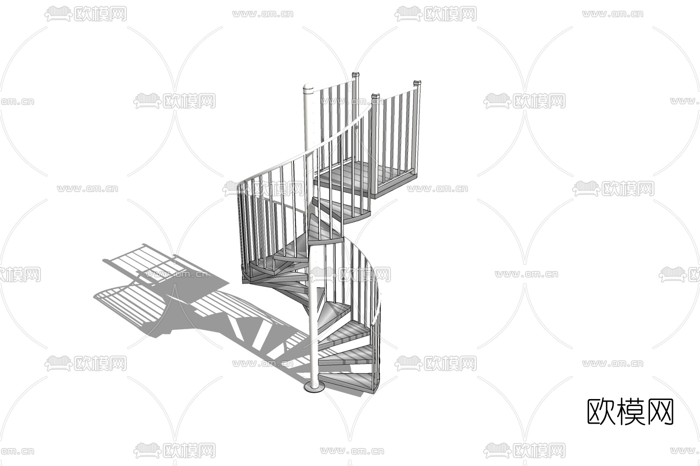 现代旋转楼梯免费su模型下载