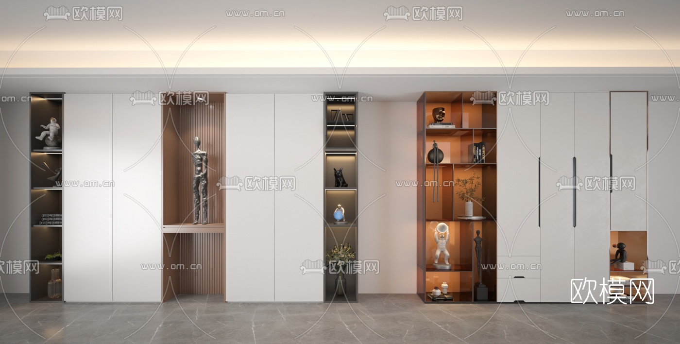 现代轻奢装饰柜3d模型下载