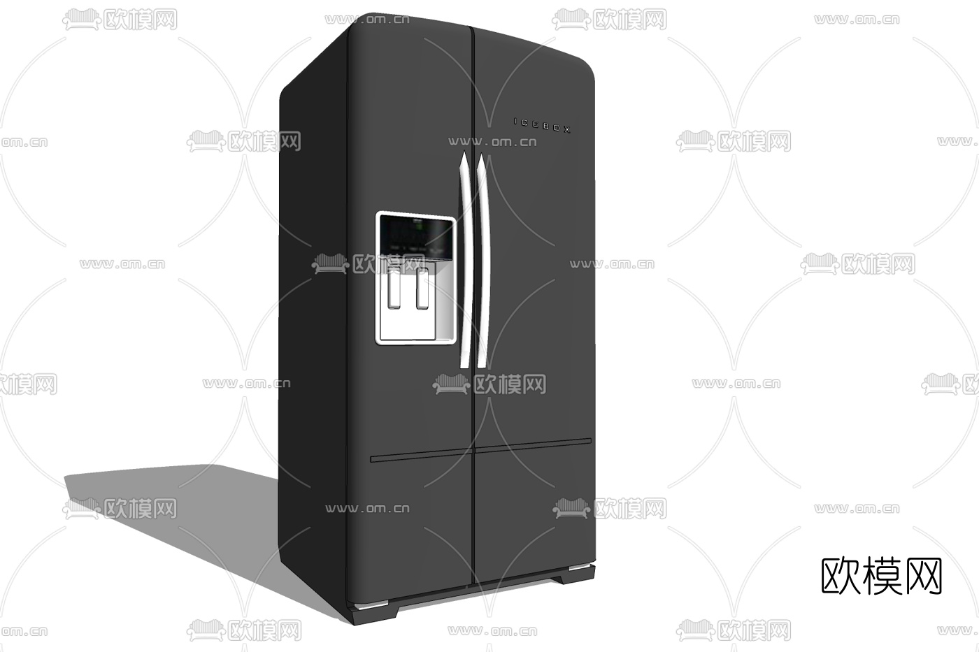 现代双开门冰箱免费su模型下载