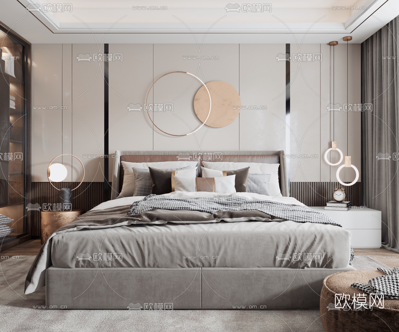 现代卧室主人房3d模型下载（渲染图2）