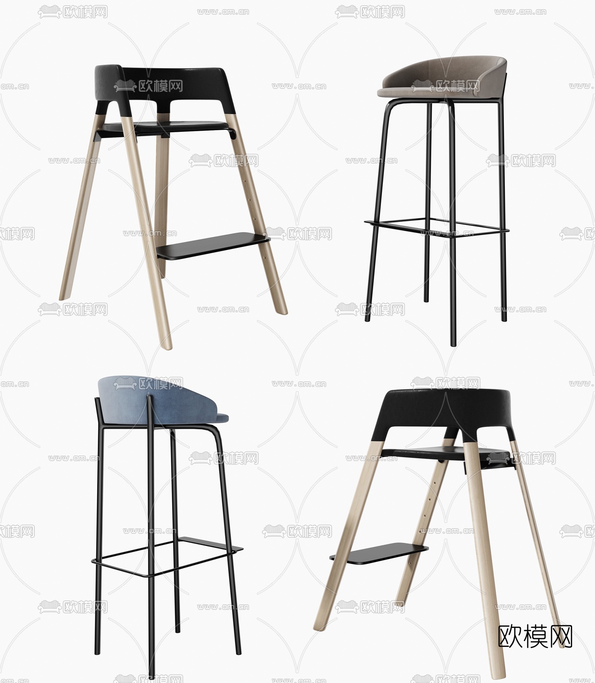 现代时尚吧椅3d模型下载
