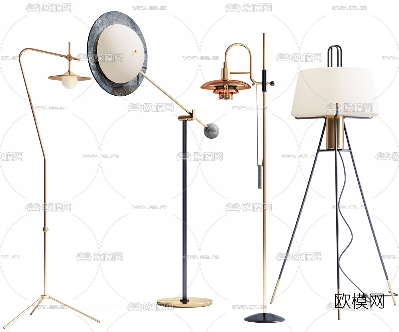 现代金属落地灯3d模型下载