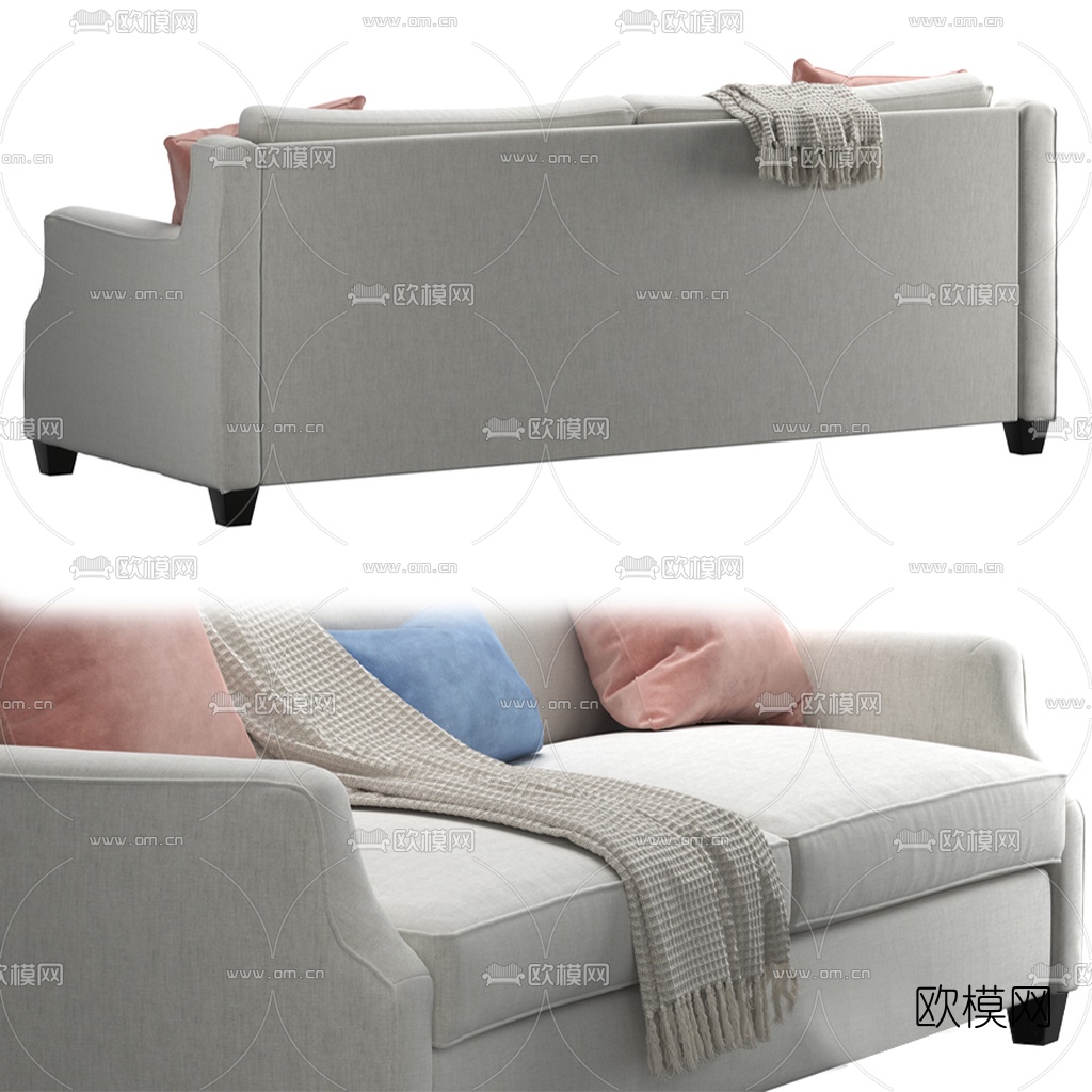 北欧布艺双人沙发3d模型下载（渲染图2）