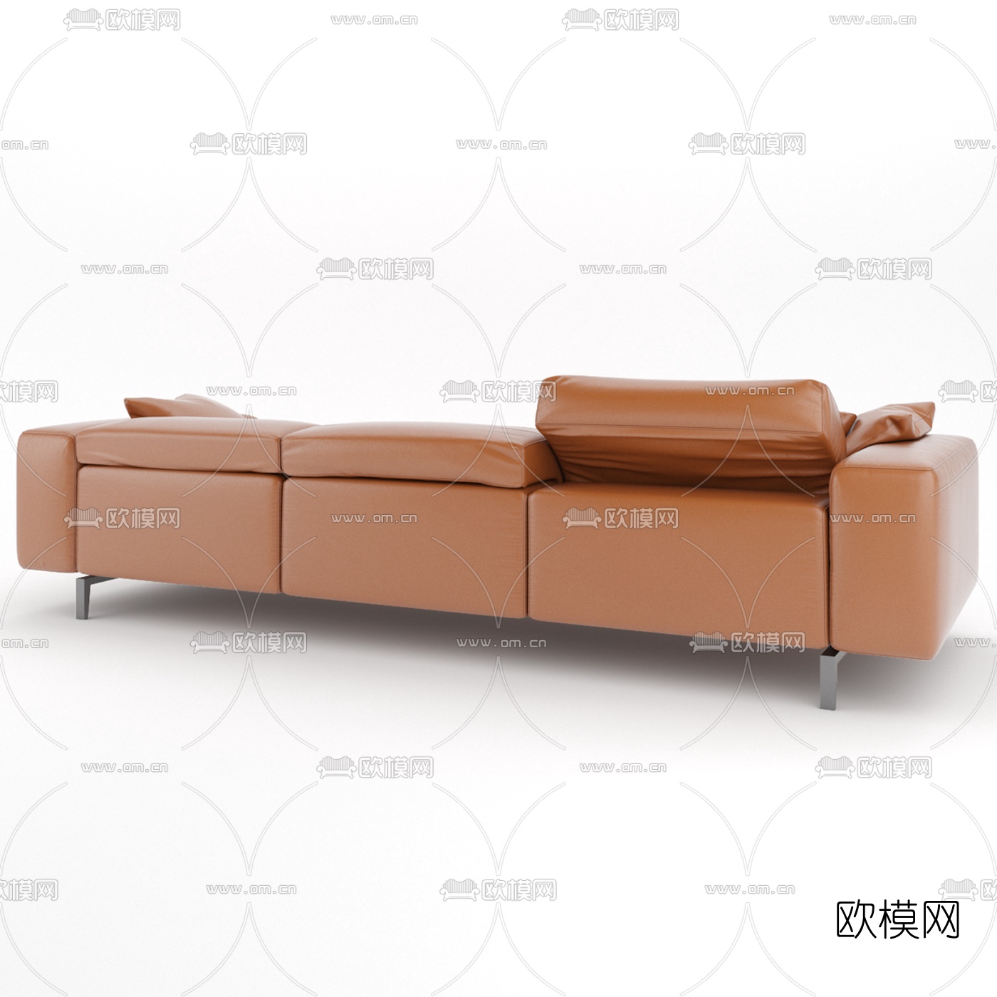 现代皮革三人沙发3d模型