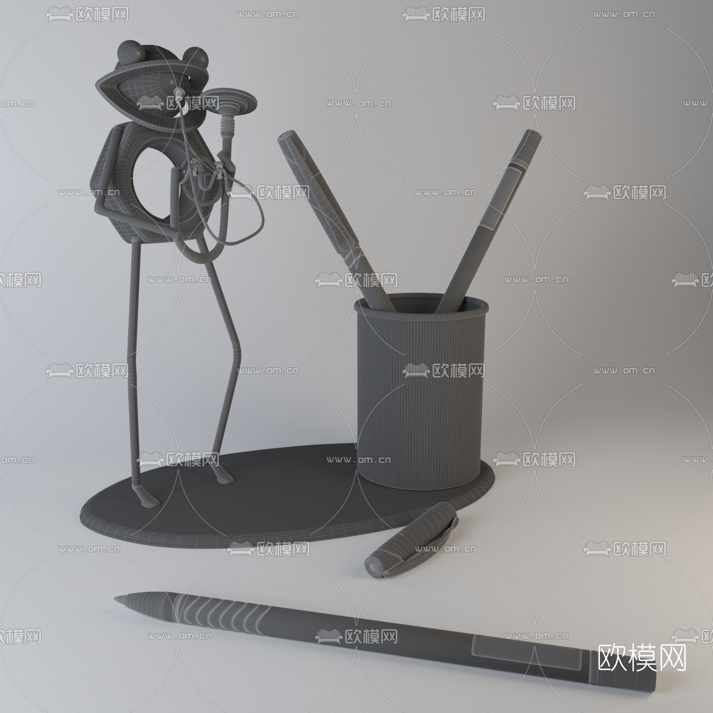 现代金属笔筒饰品摆件3d模型