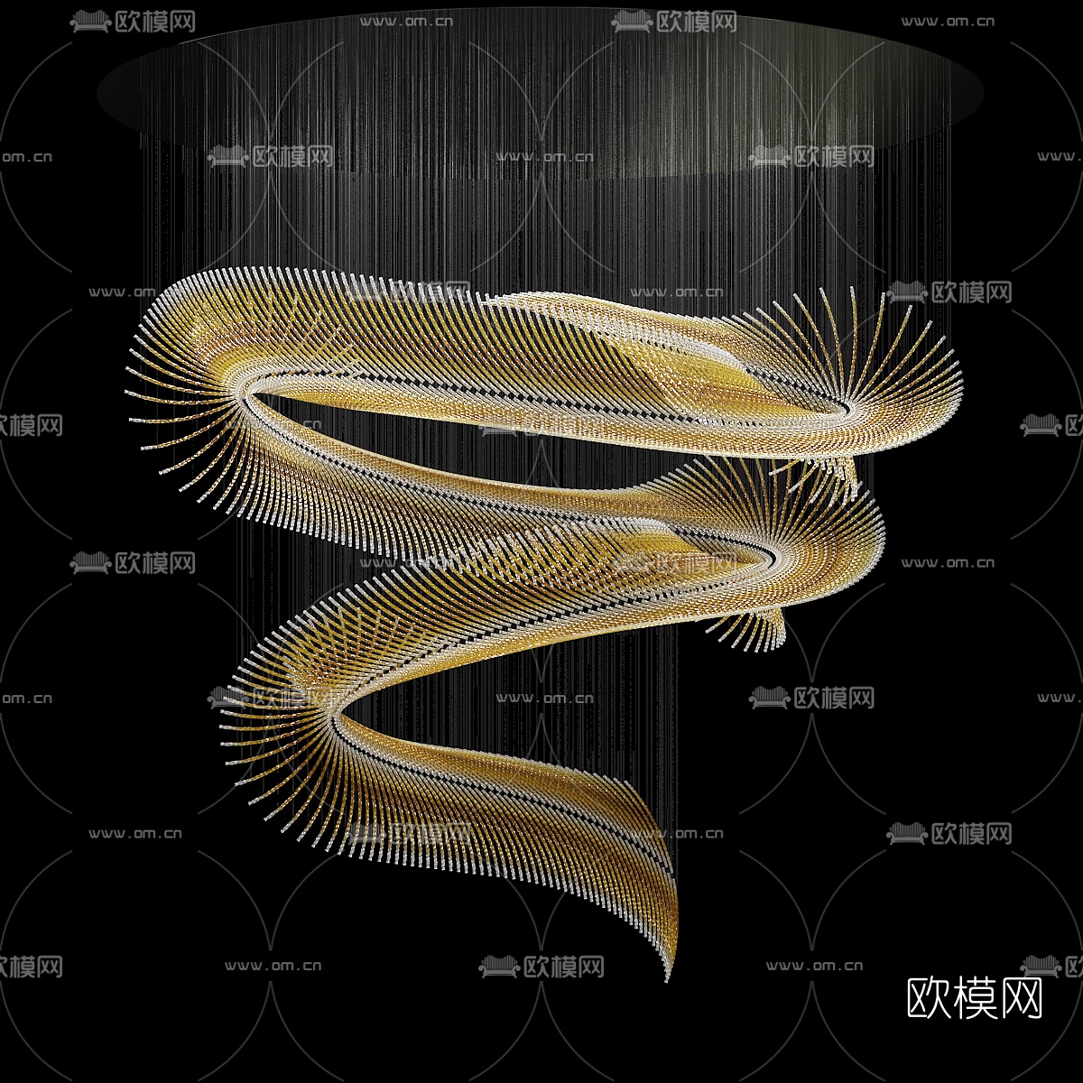 现代水晶飘带装饰灯3d模型下载（渲染图2）