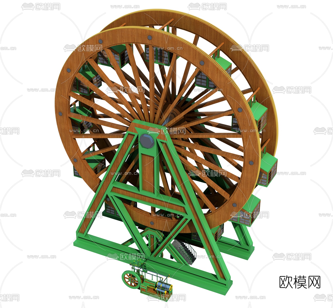 现代摩天轮儿童游乐设备3d模型下载（渲染图2）