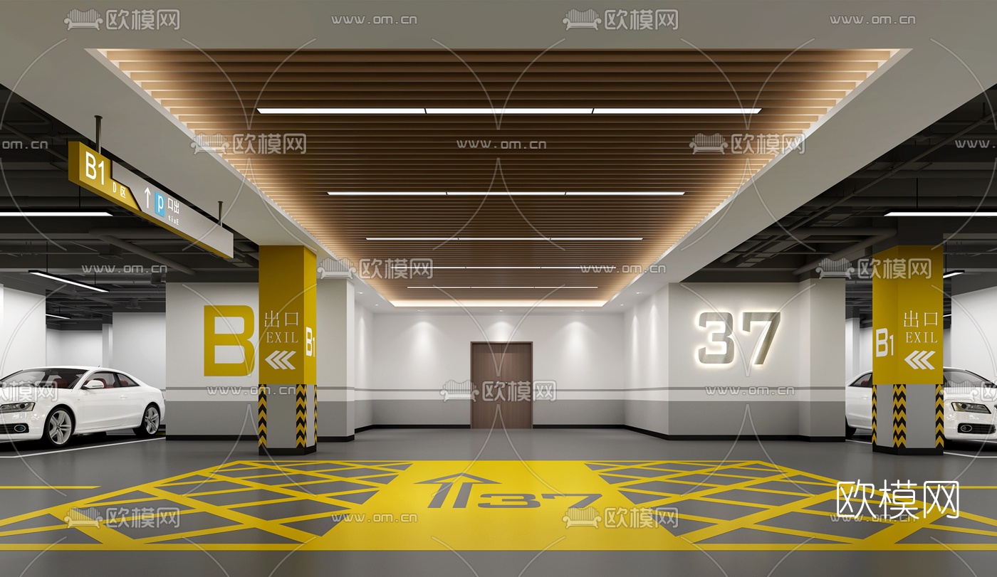 现代地下车库单元入口3d模型下载