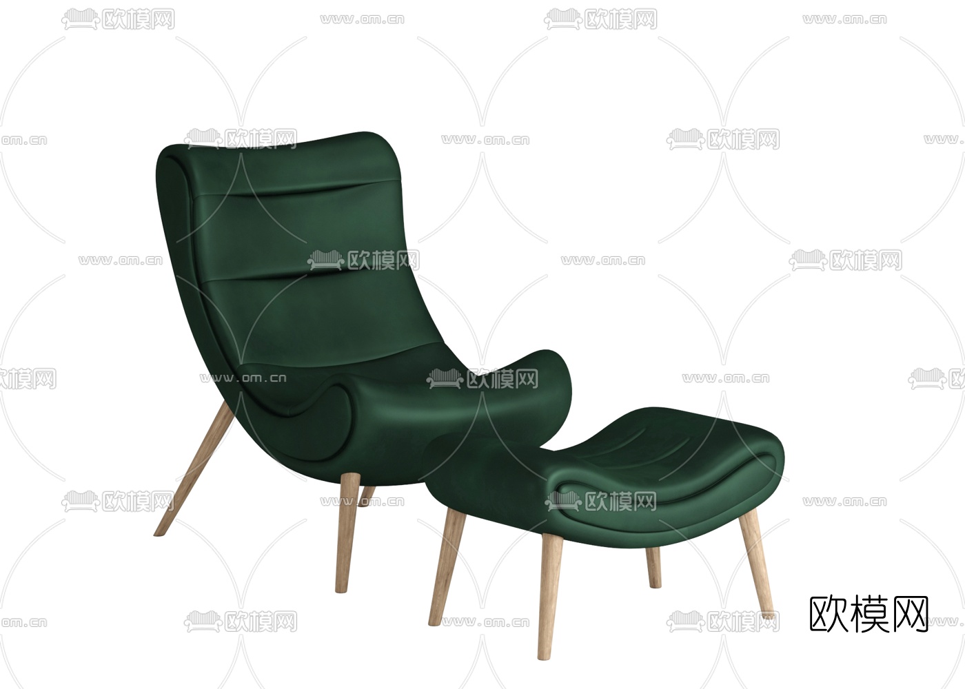 现代布艺休闲躺椅su模型下载（渲染图1）