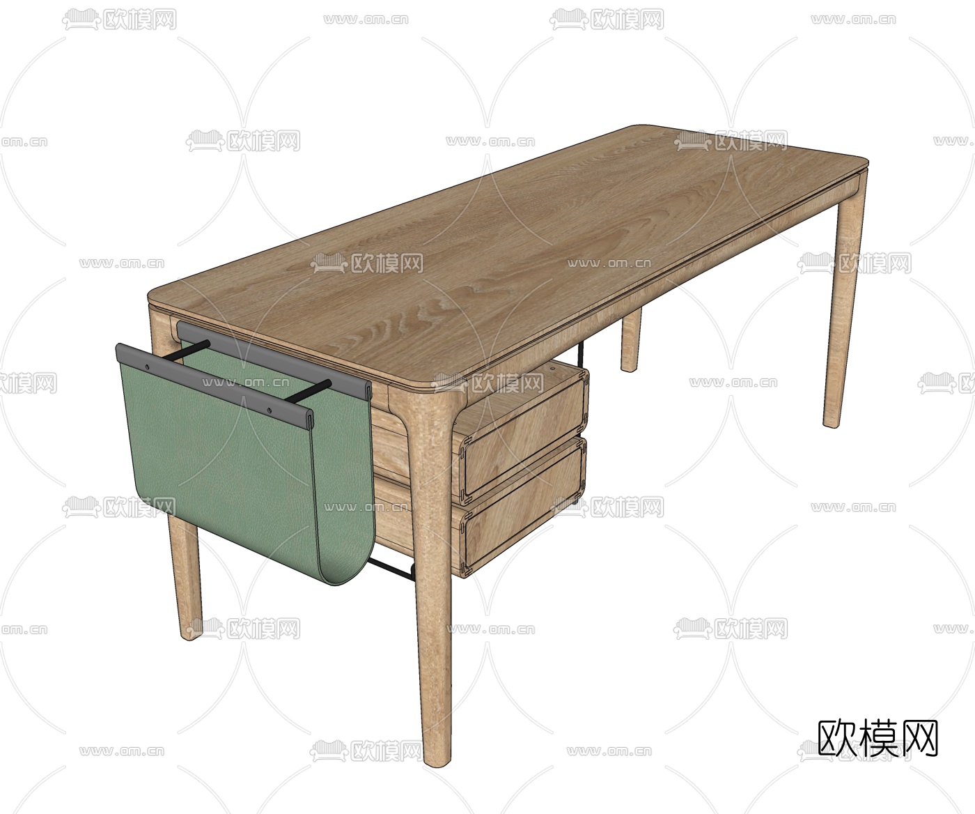 北欧原木书桌su模型下载