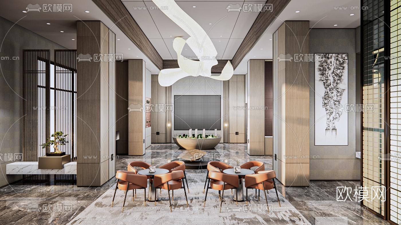 现代售楼部洽谈区su模型下载（渲染图1）
