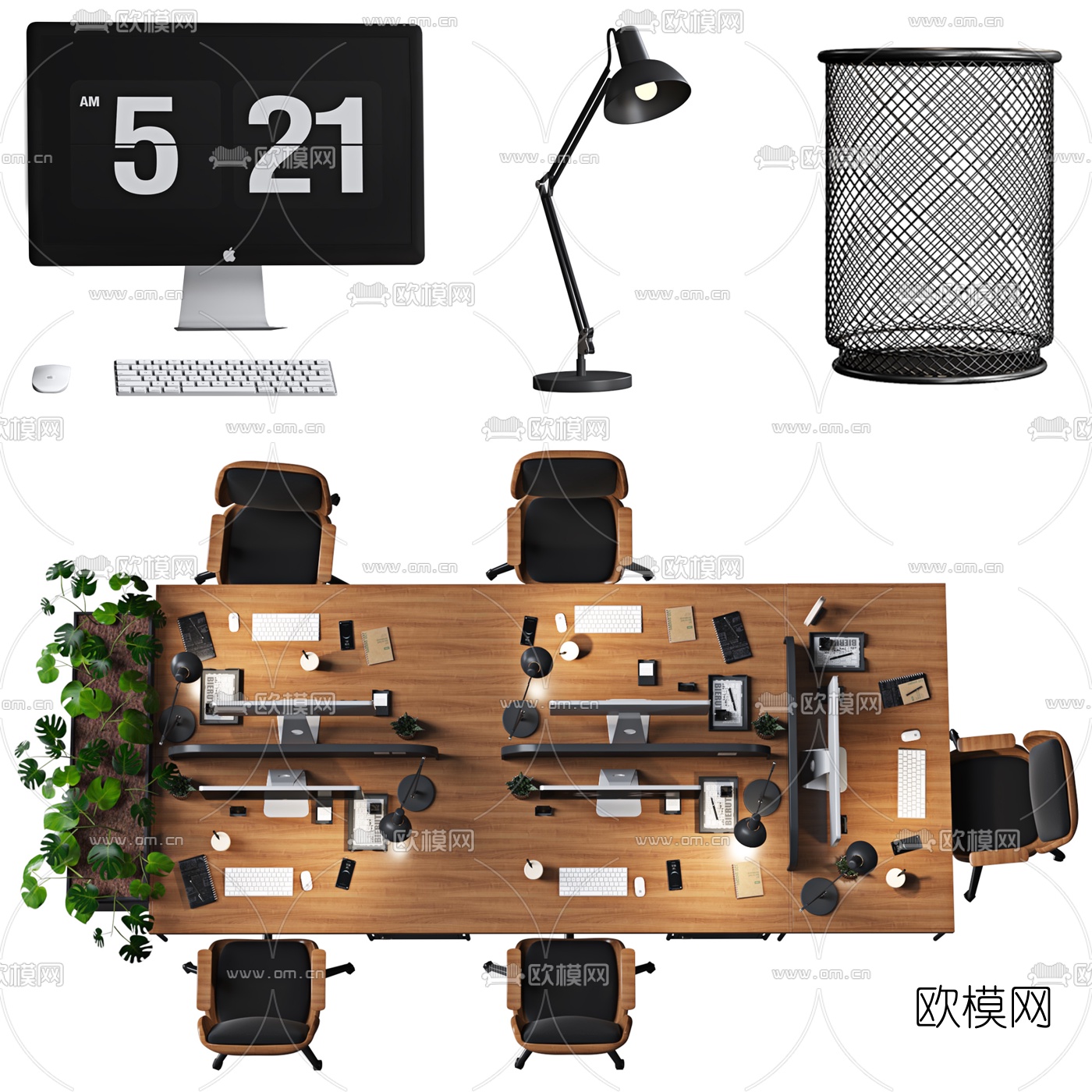 现代办公桌椅屏风卡位3d模型