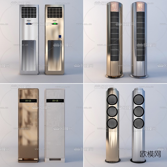 现代海尔落地空调3d模型下载(渲染图1)