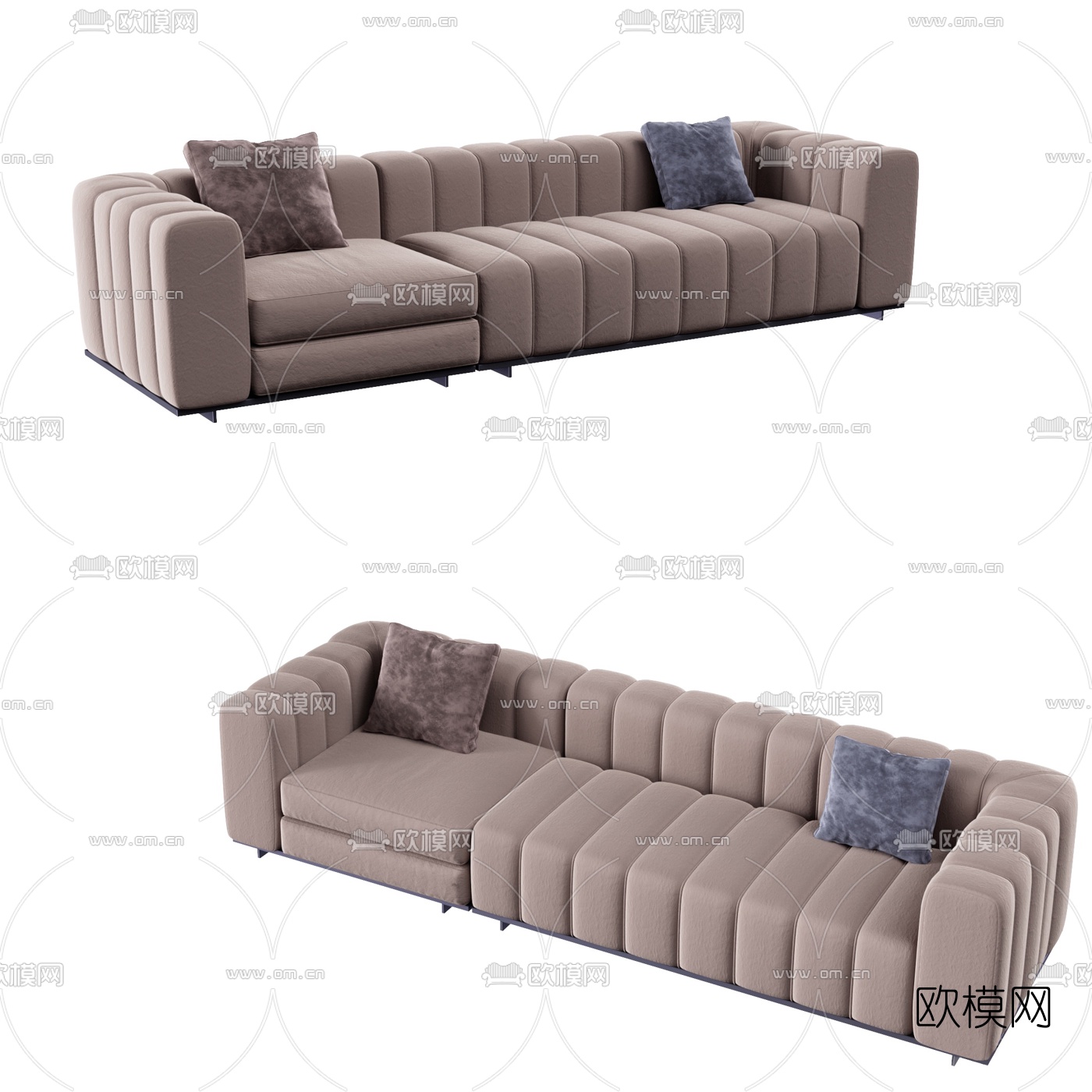 现代布艺多人沙发3d模型下载
