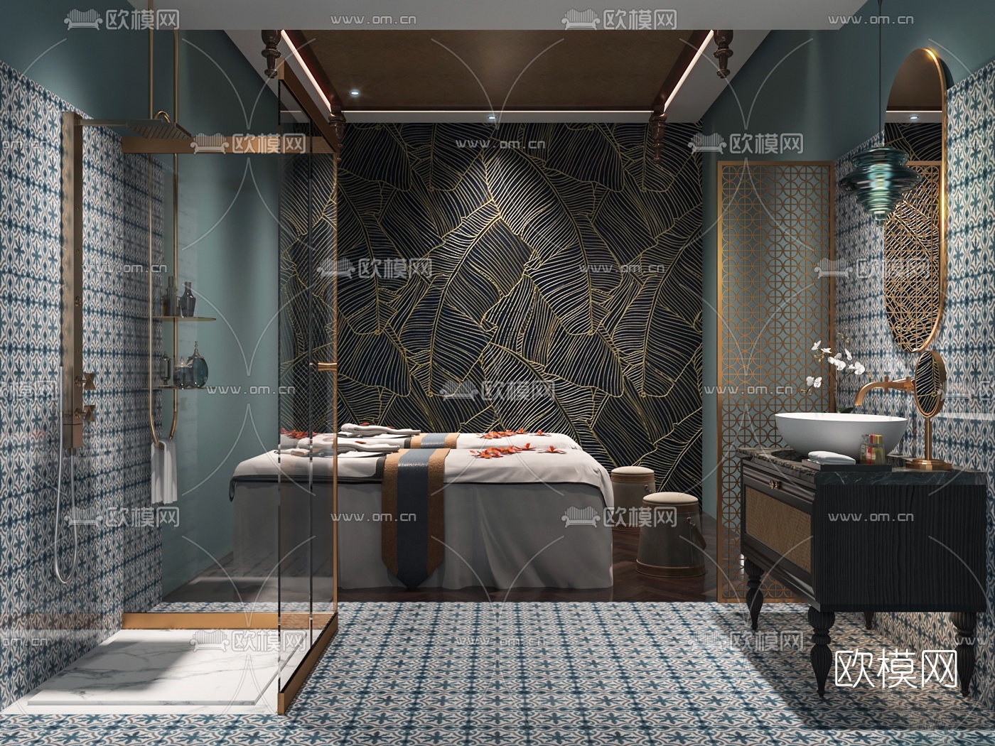 东南亚美容院SPA护理房3d模型下载（渲染图1）