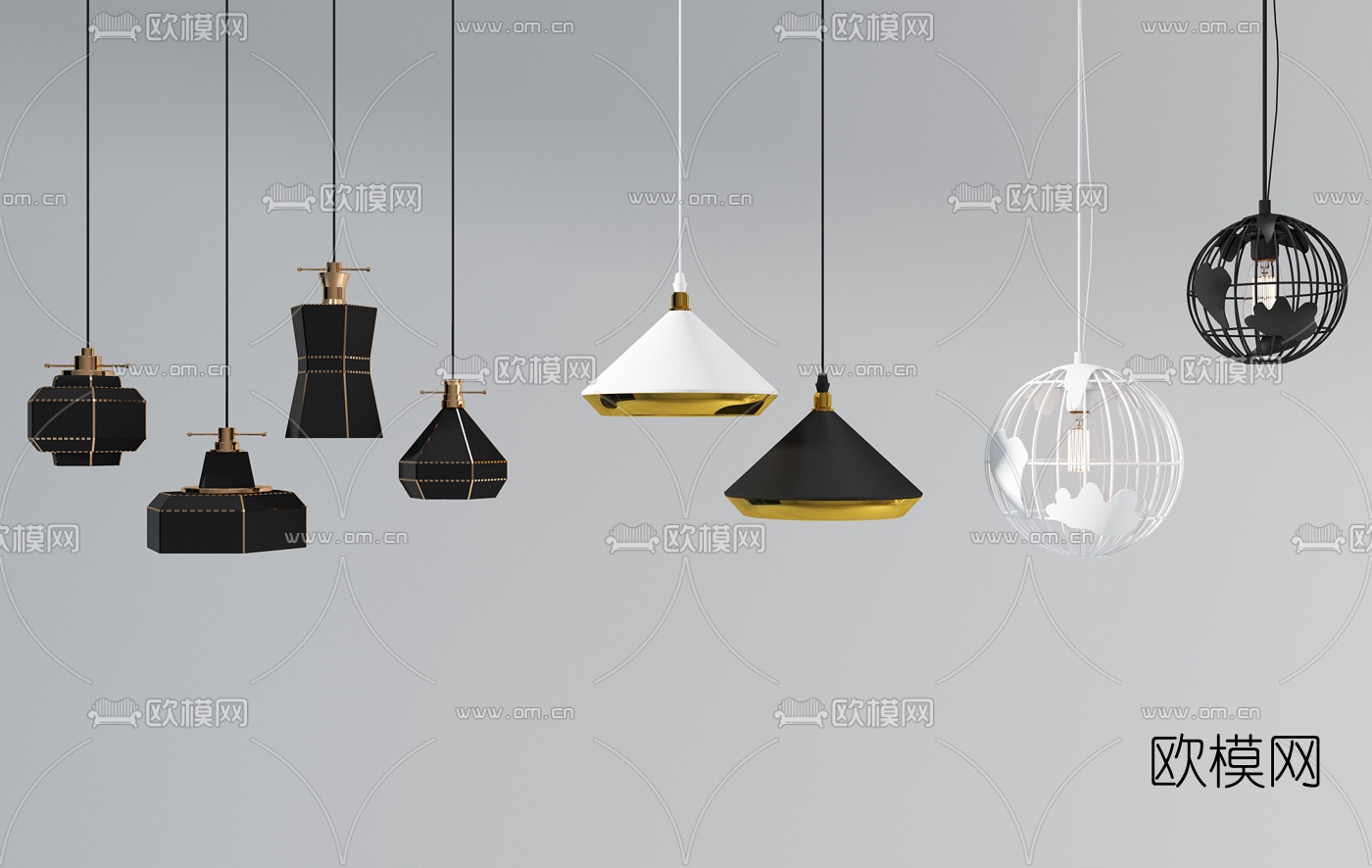现代金属简约吊灯3d模型下载