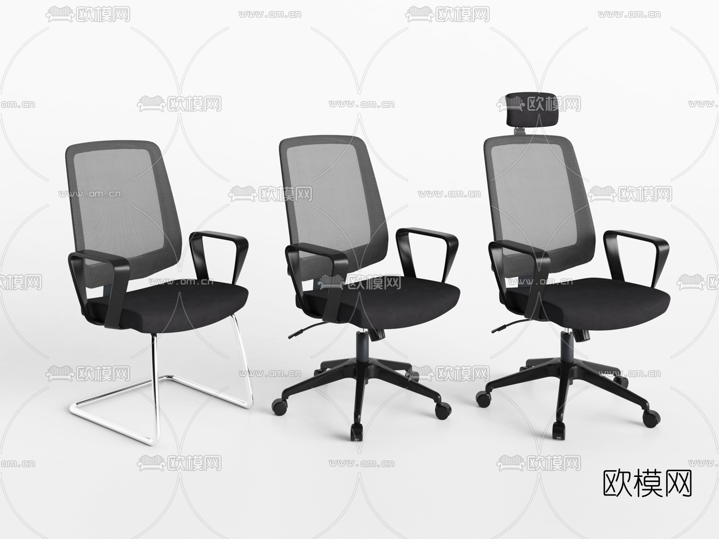现代网格靠背办公椅3d模型
