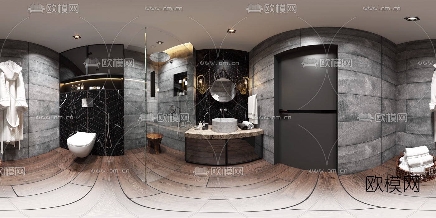 现代卫生间浴室vr全景3d模型