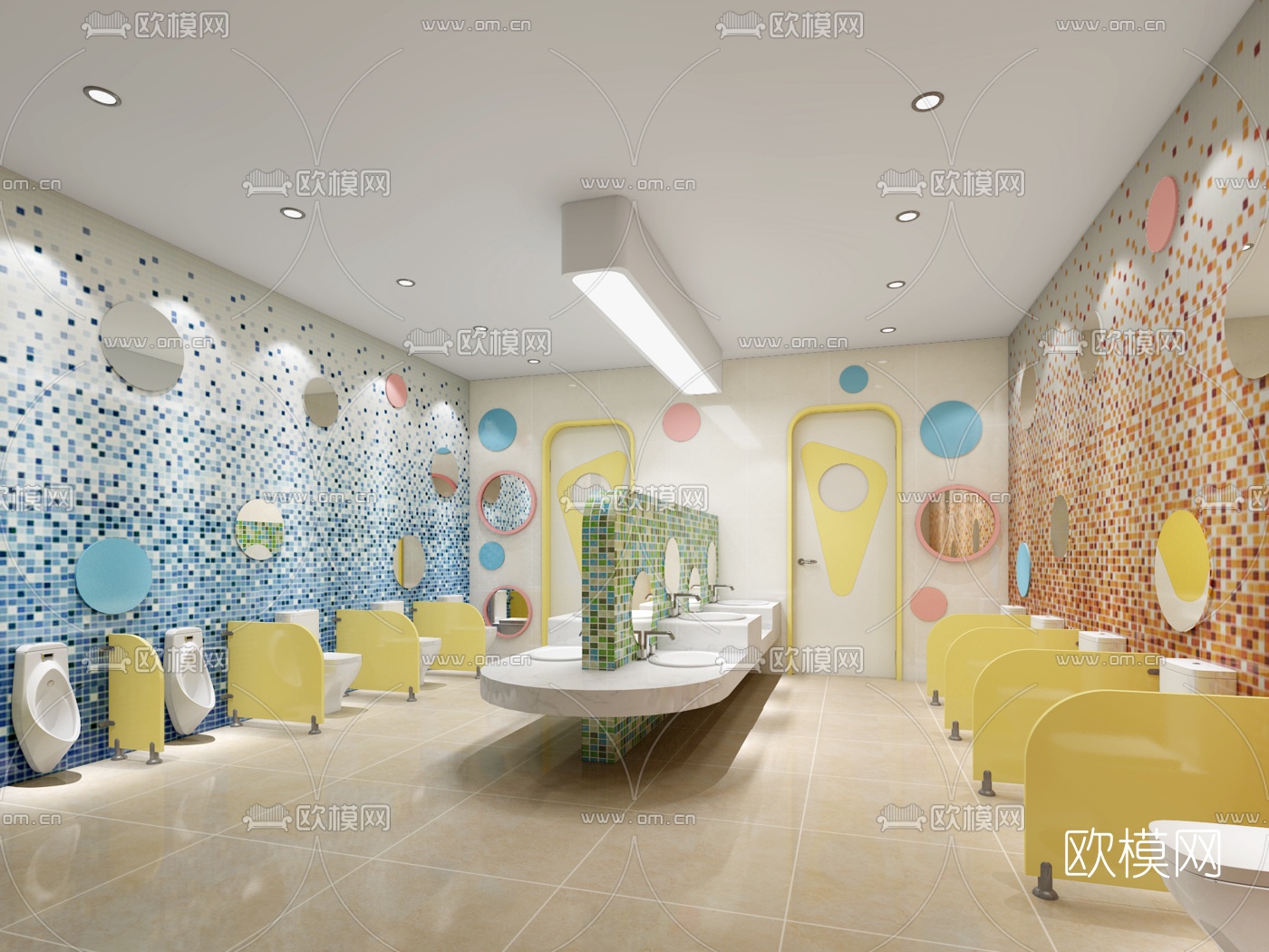 现代幼儿园卫生间免费3d模型下载