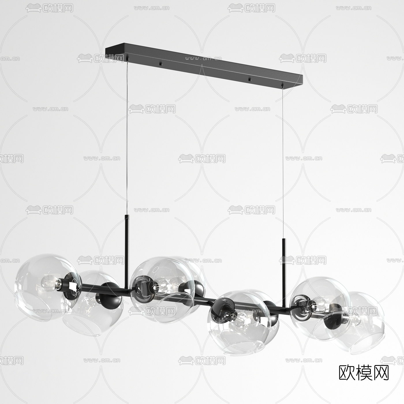 现代球形玻璃吊灯3d模型