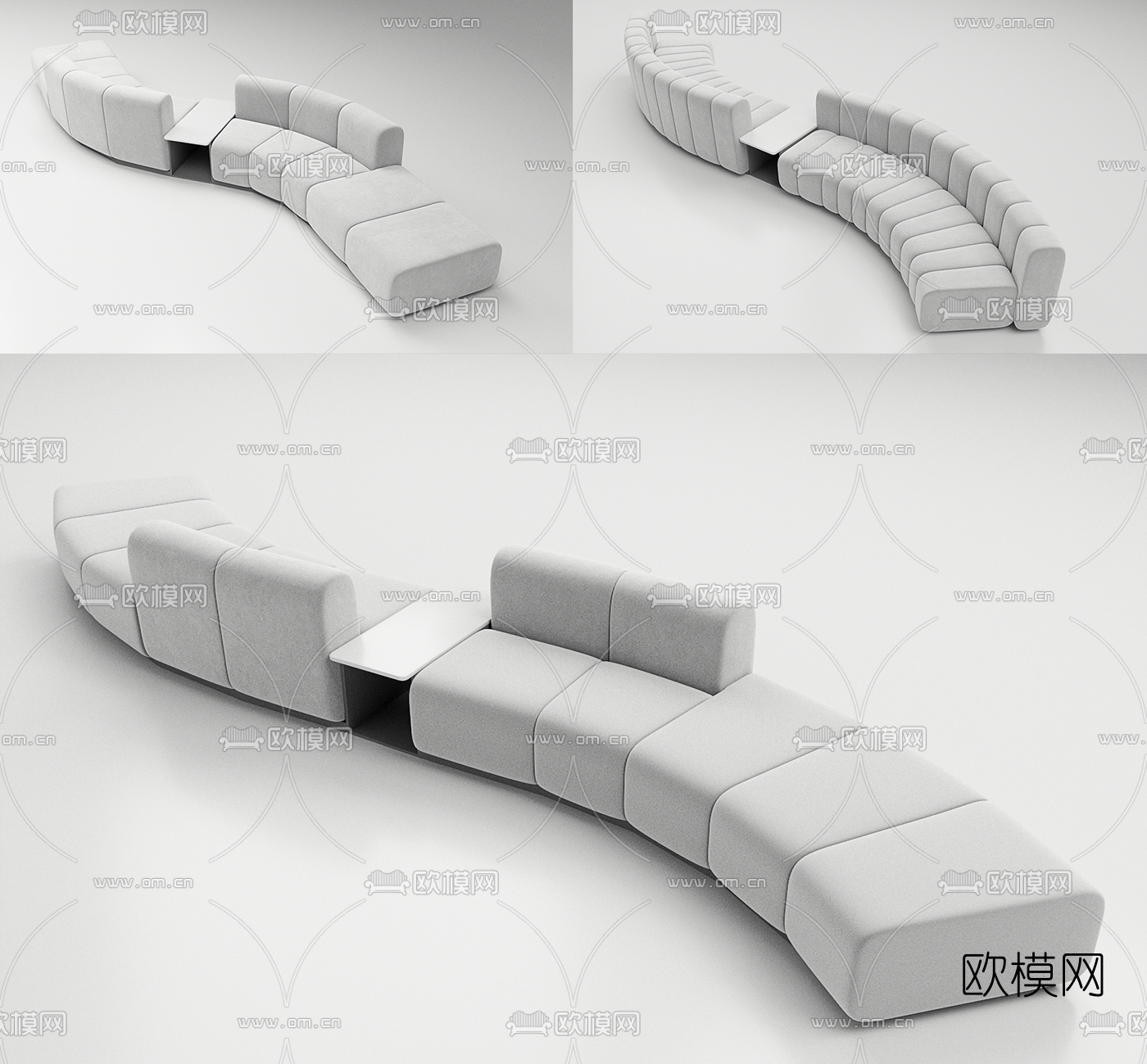 现代布艺异形沙发3d模型