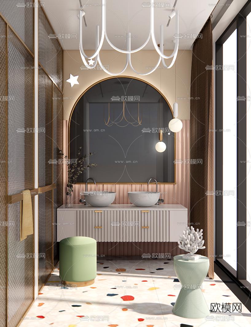 现代卫生间su模型下载（渲染图1）