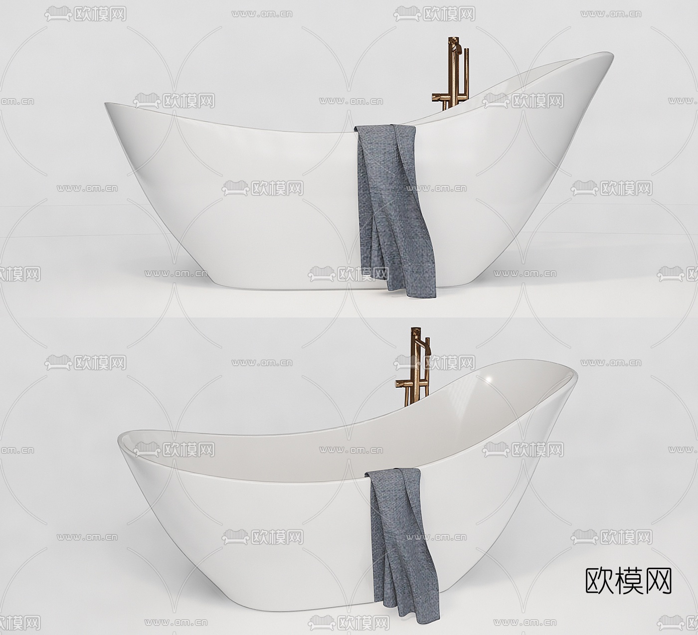 北欧陶瓷浴缸su模型下载（渲染图1）