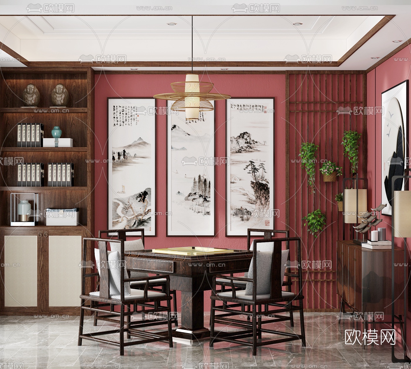 新中式麻将房3d模型下载_ID10210780_3dmax免费模型-欧模网