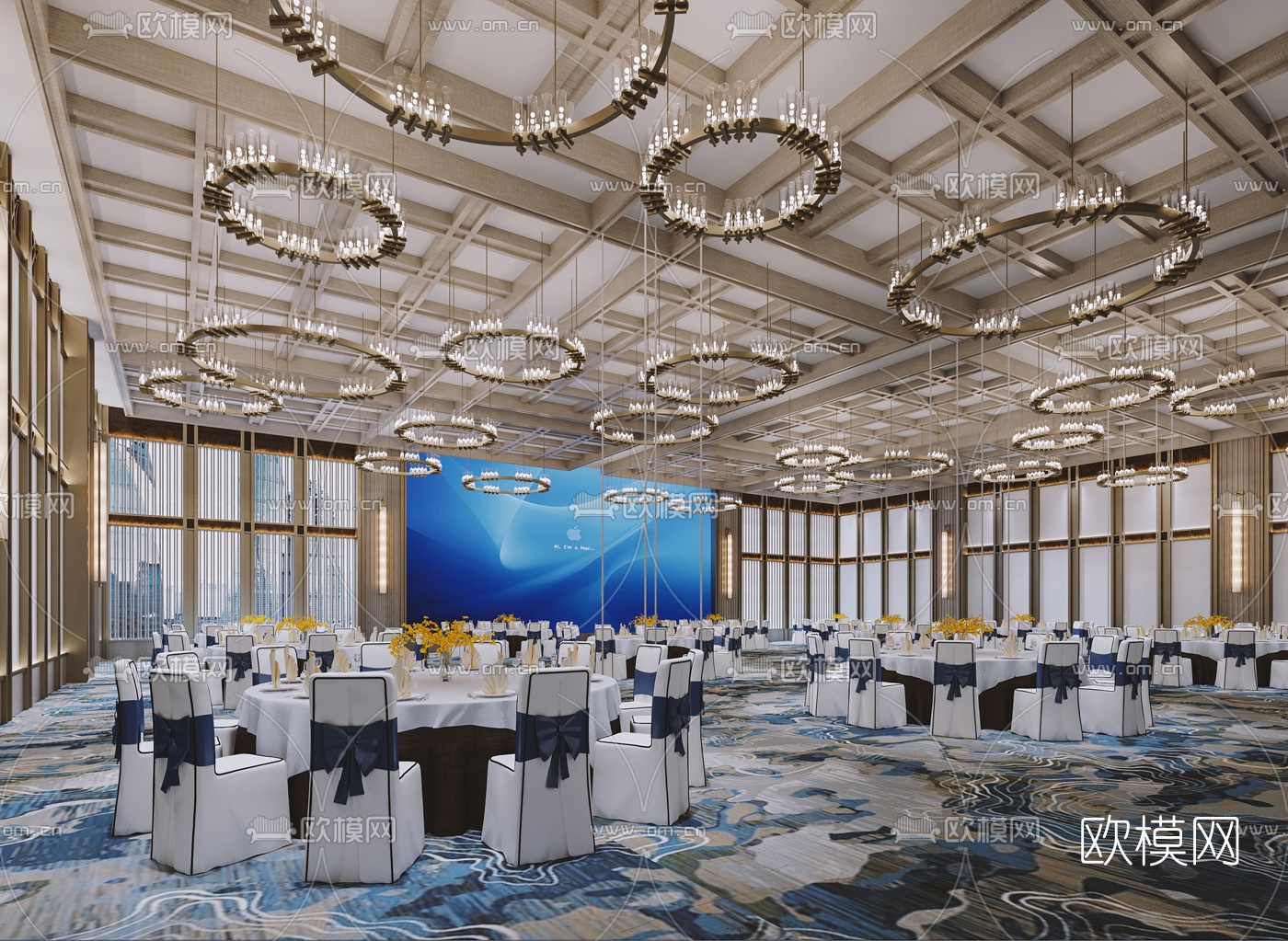 现代酒店宴会厅3d模型