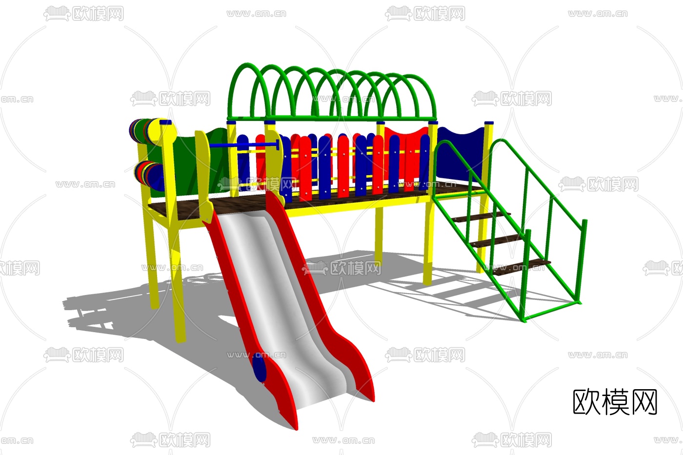 现代儿童滑梯su模型下载