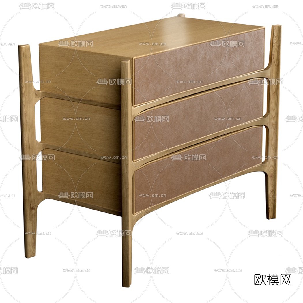 北欧原木床头柜3d模型