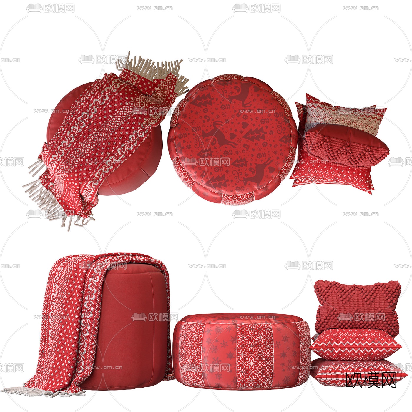 现代布艺凳子沙发凳3d模型下载