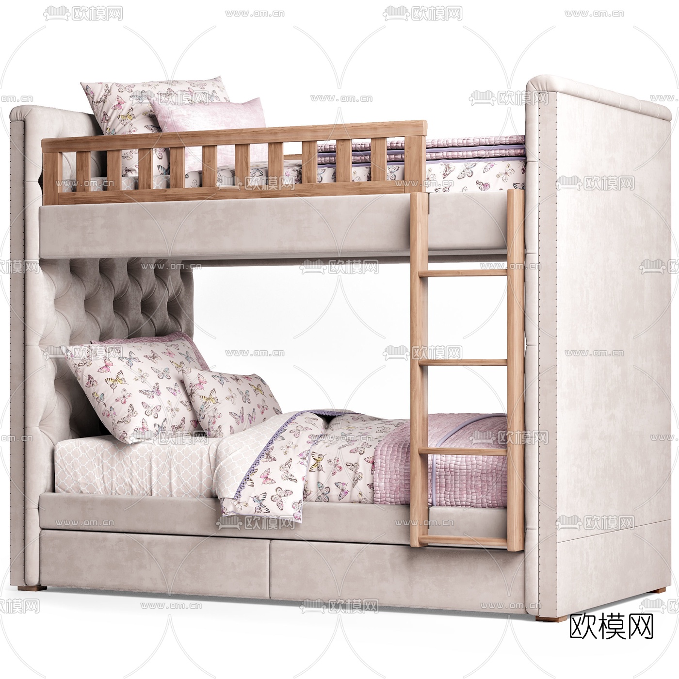 RH 简欧上下铺儿童床3d模型下载（渲染图2）