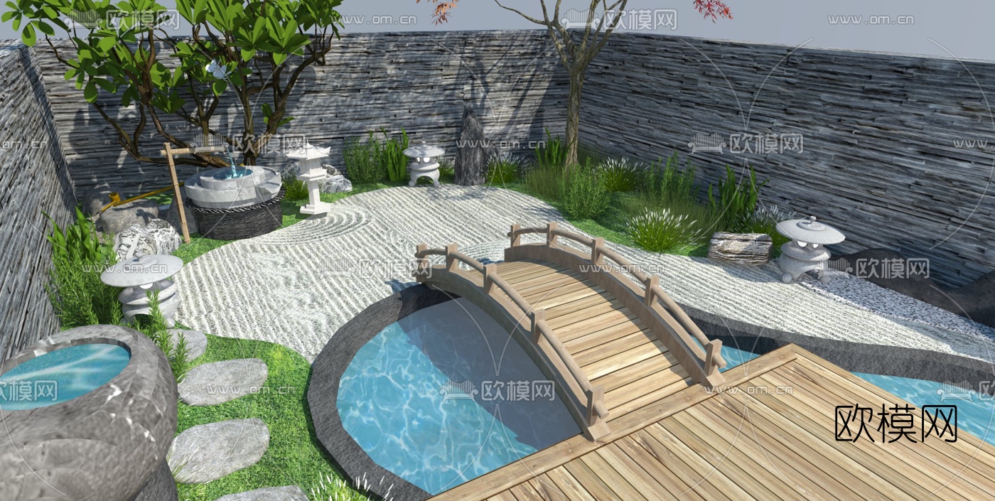 日式庭院景观su模型下载（渲染图4）