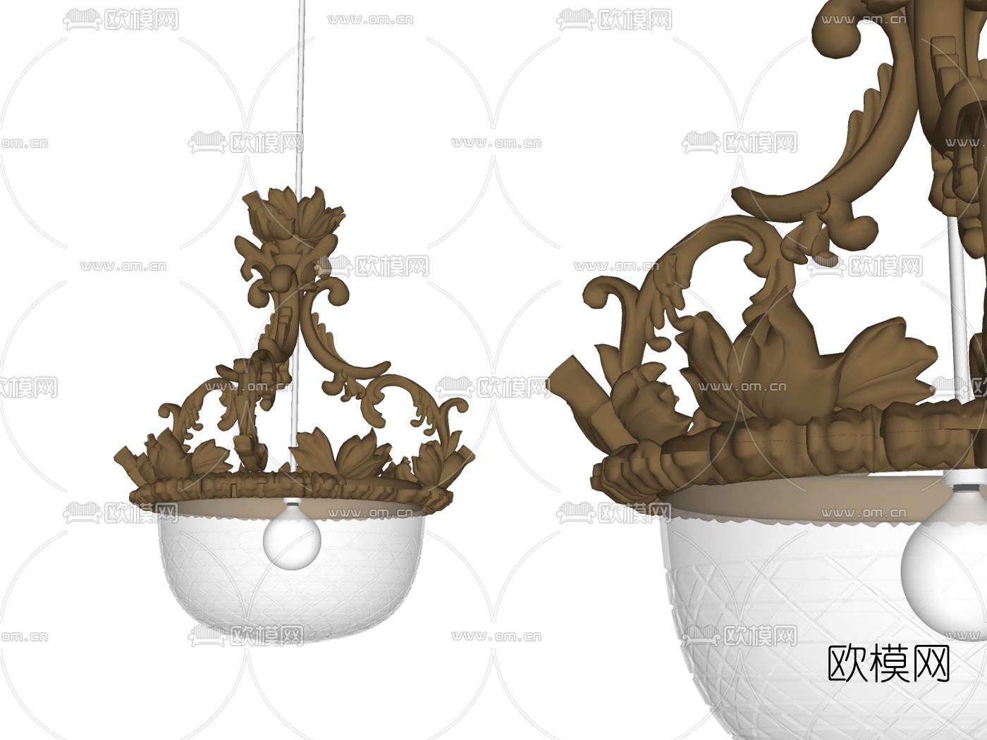 欧式金属吊灯su模型下载（渲染图2）