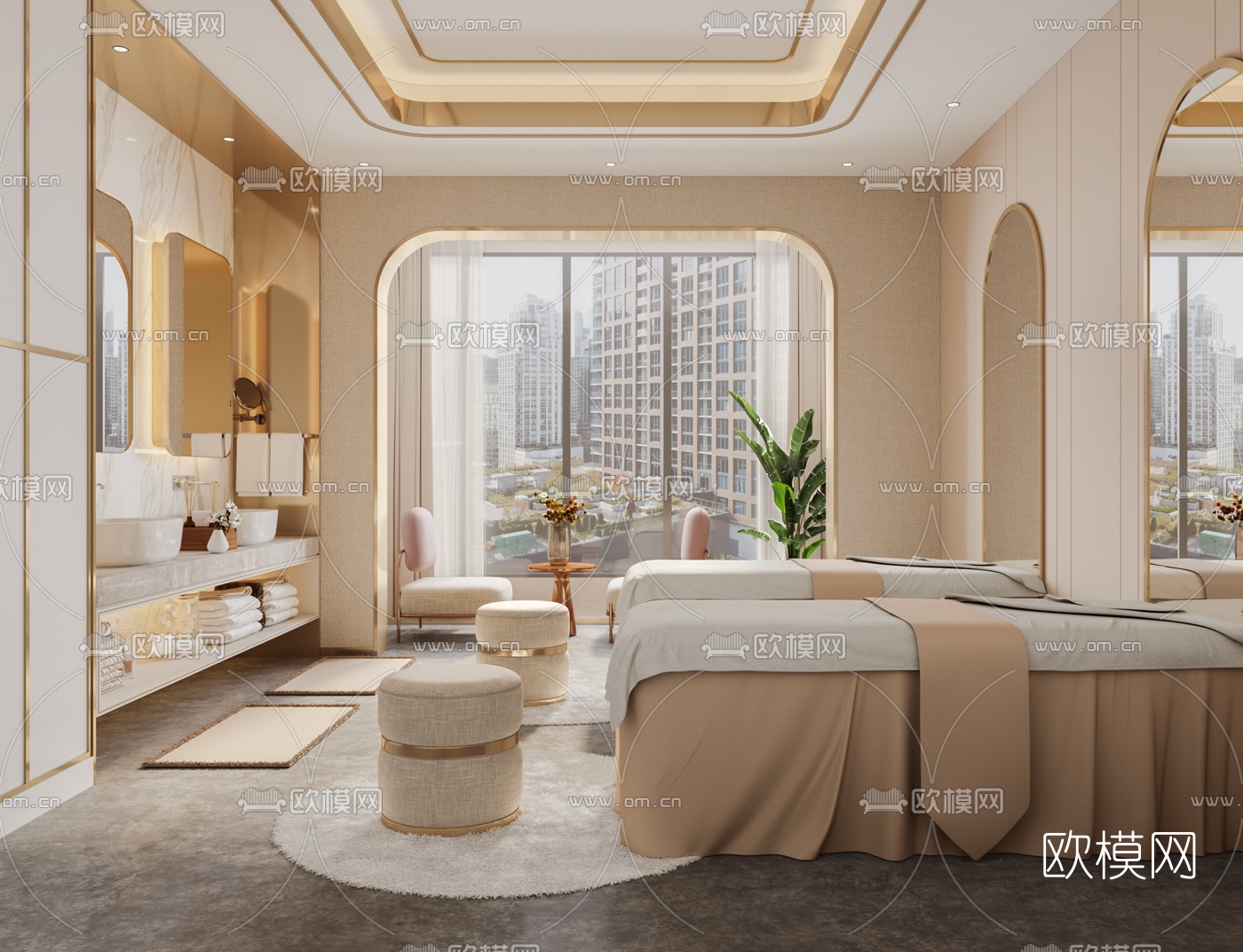 现代轻奢美容院SPA护理房3d模型下载