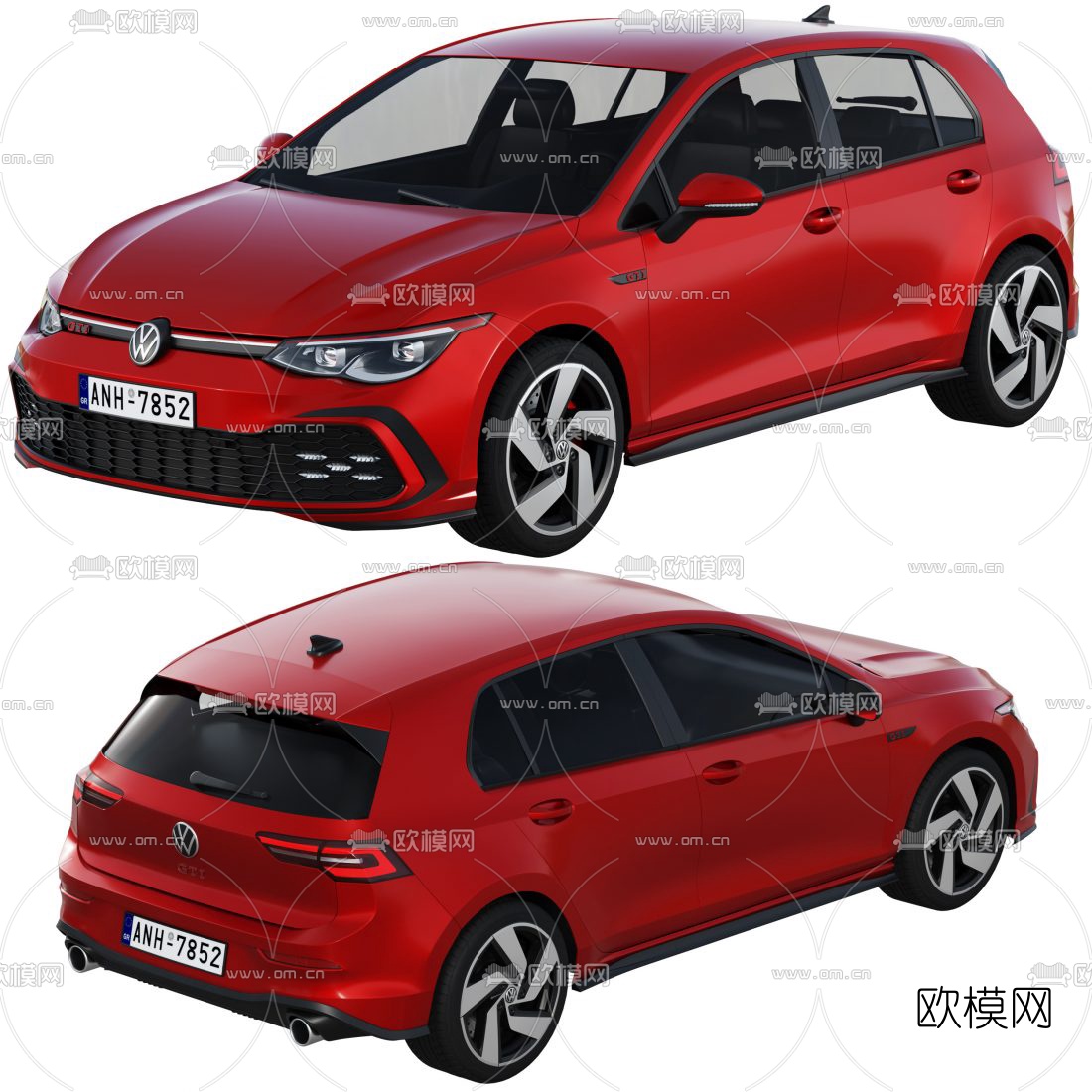 现代大众高尔夫轿车3d模型