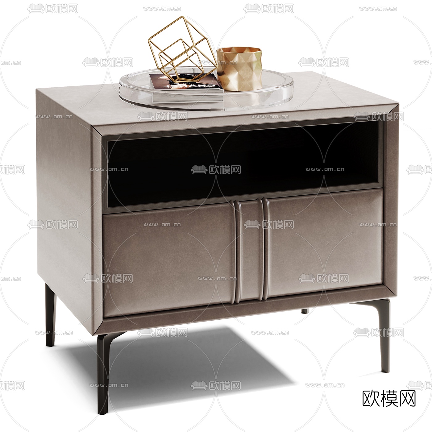 现代简约床头柜3d模型下载（渲染图3）