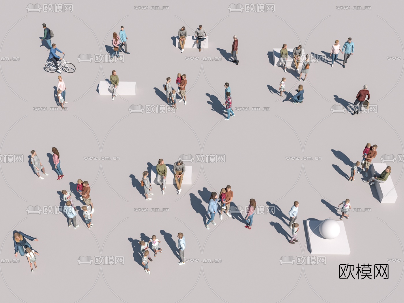 现代休闲男女人物3d模型下载