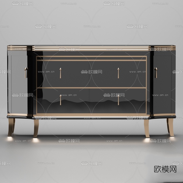 简欧实木边柜免费3d模型