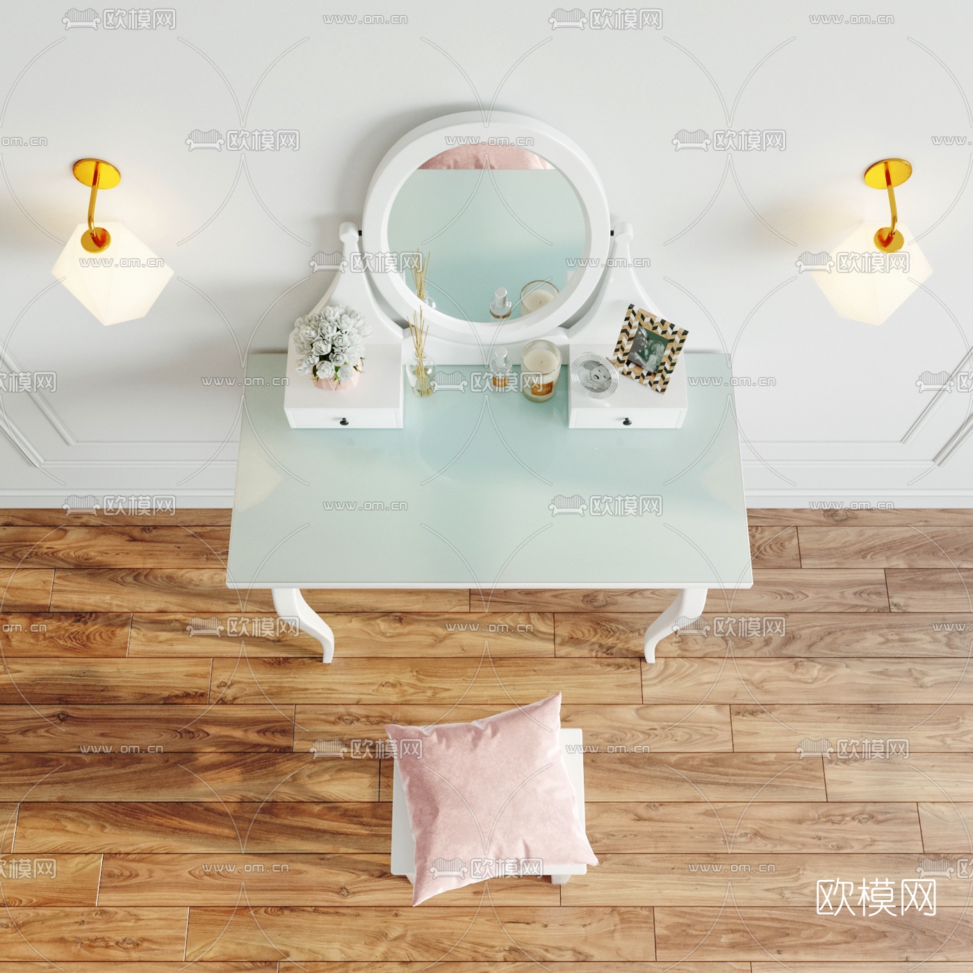 现代小清新梳妆台3d模型