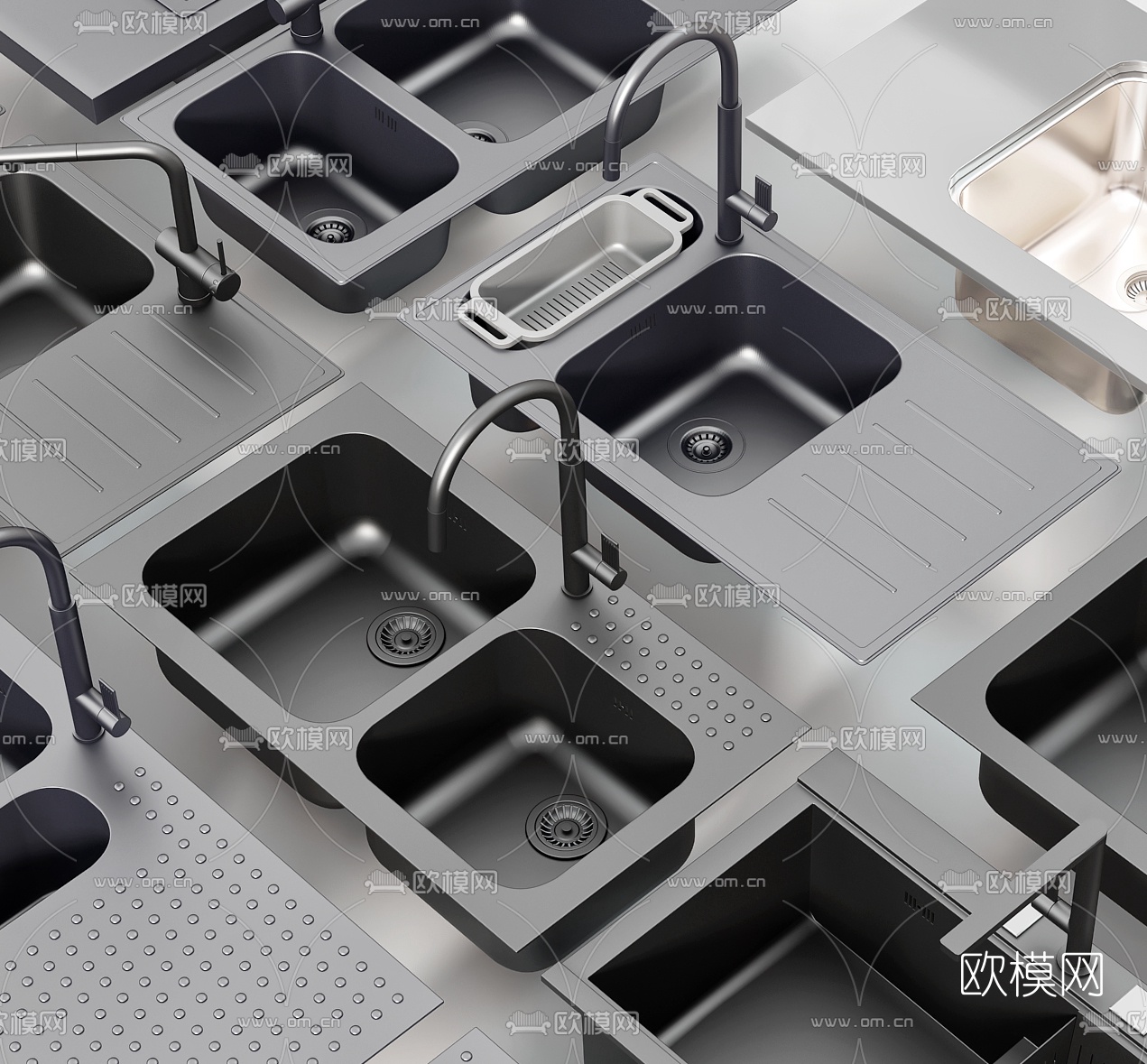 现代水槽洗菜盆3d模型