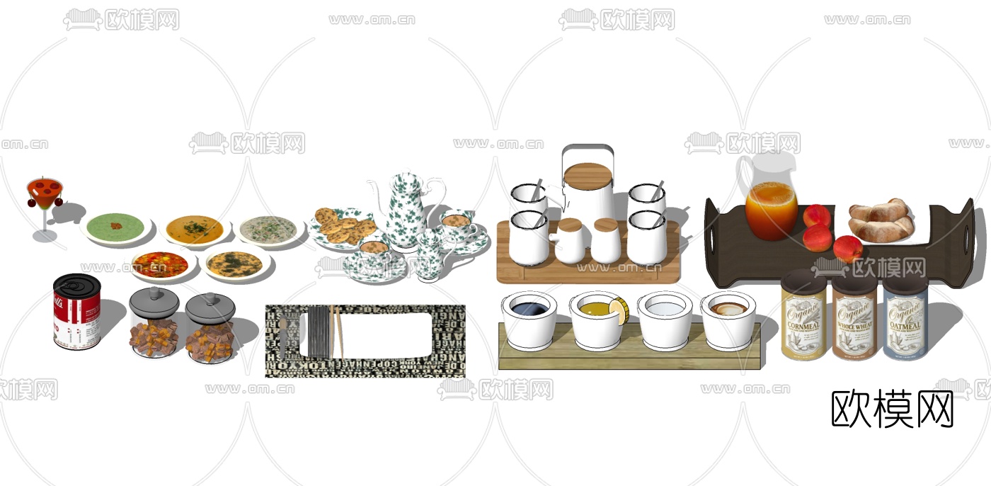 现代蛋糕甜品su模型下载