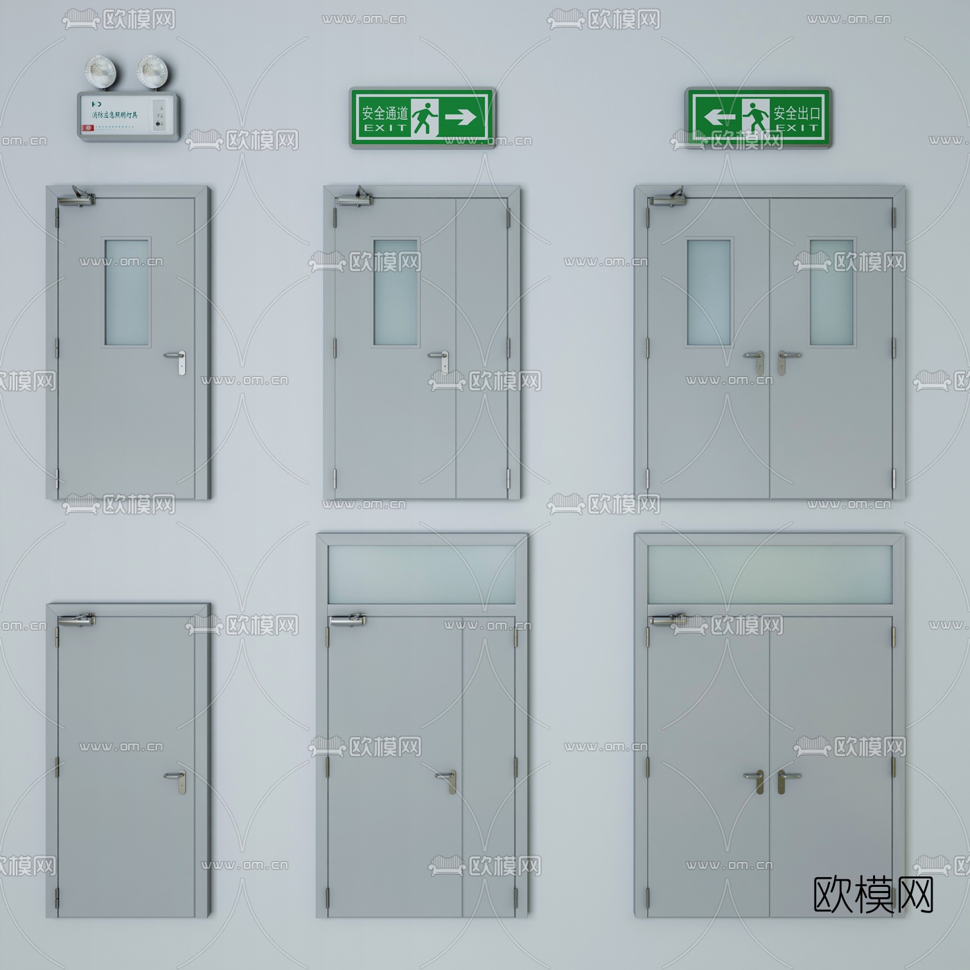 现代消防门防火门3d模型下载