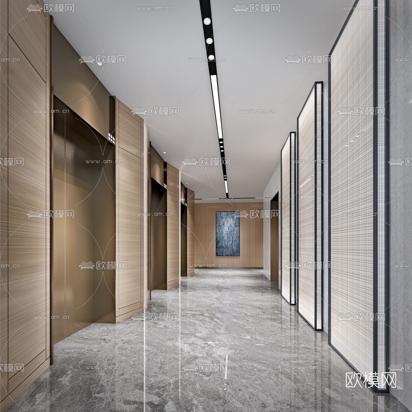 现代电梯厅3d模型下载