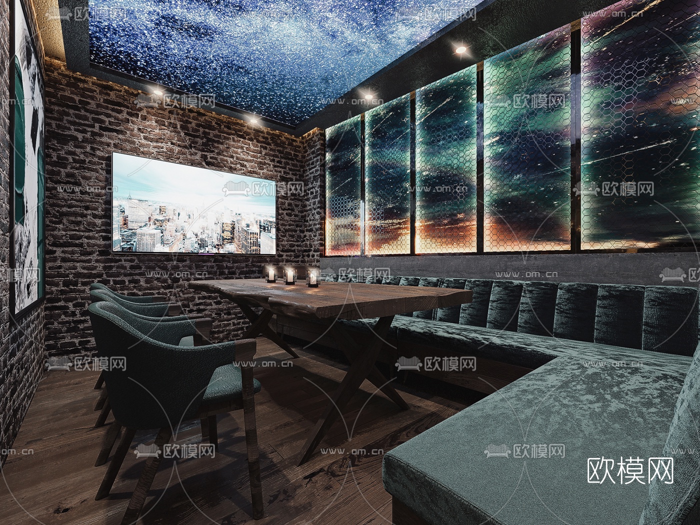 工业风西餐厅3d模型