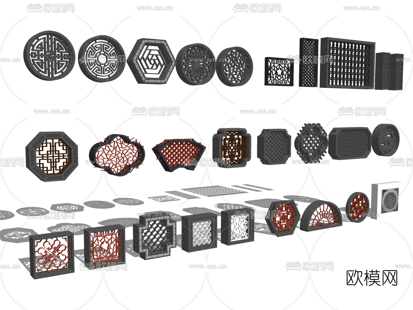 中式古建园林窗花su模型下载（渲染图2）