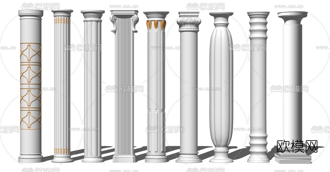 欧式雕花罗马柱子su模型下载