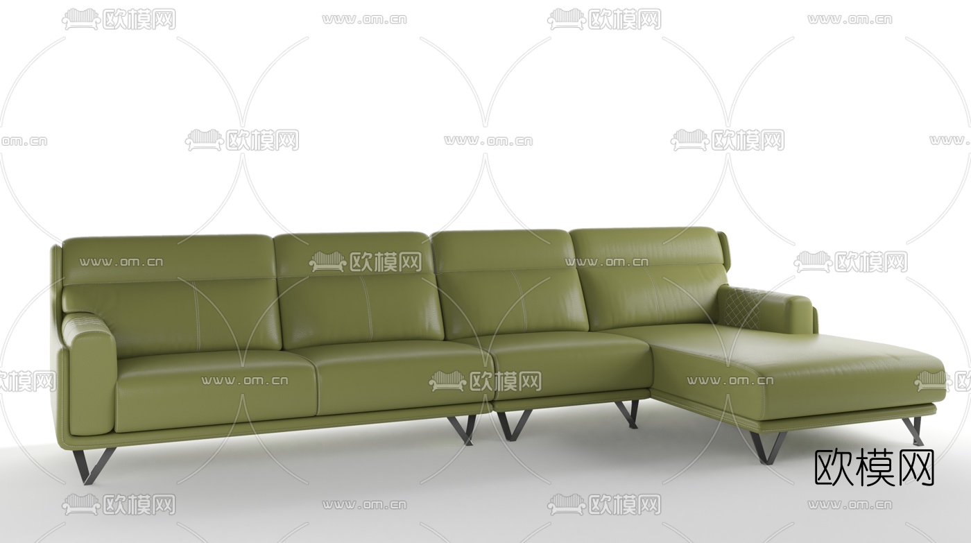现代皮革转角沙发3d模型